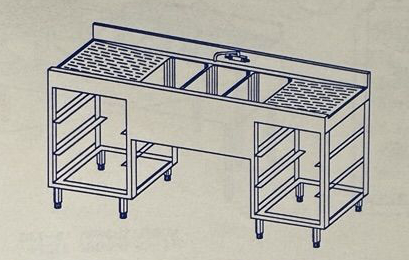 Vintage Krowne Spacesaver bar sinks drawing