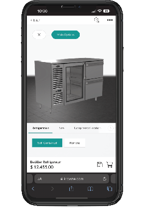 FridgeFlex configurator on mobile