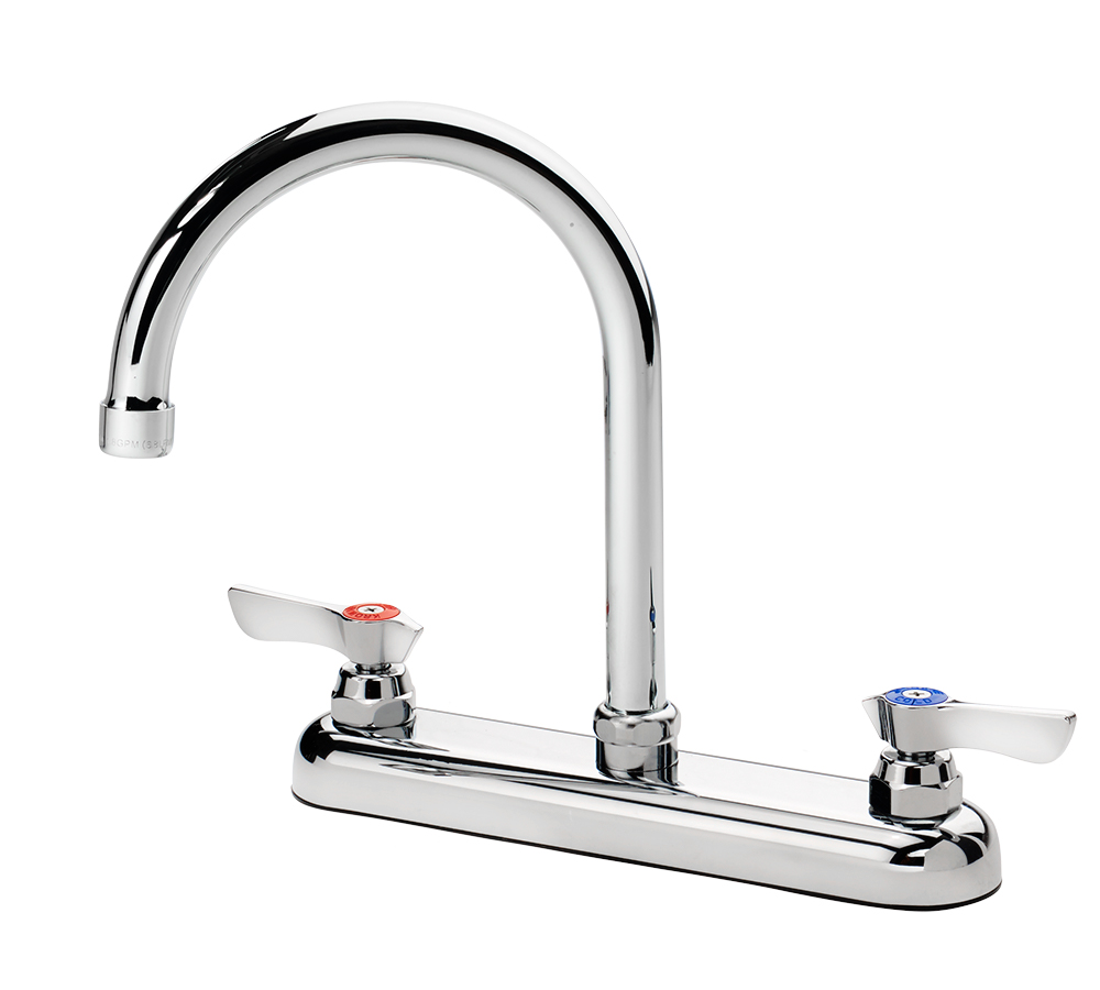 8" Deck Mount Faucet with 6" Wide Gooseneck Spout Bar and Sink Faucets Krowne Metal Corp.