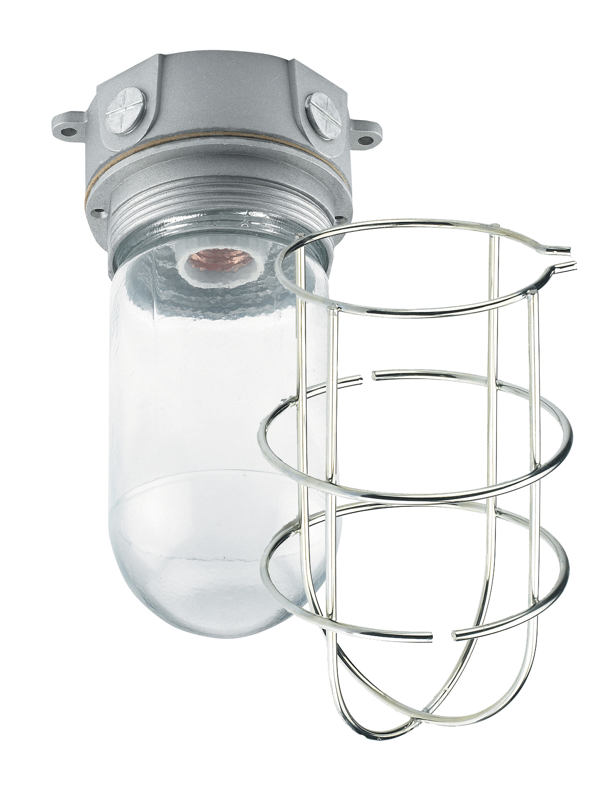 Refrigeration Vaporproof Light Fixture, Plain with Wire Guard, Die Cast Aluminum Base Light