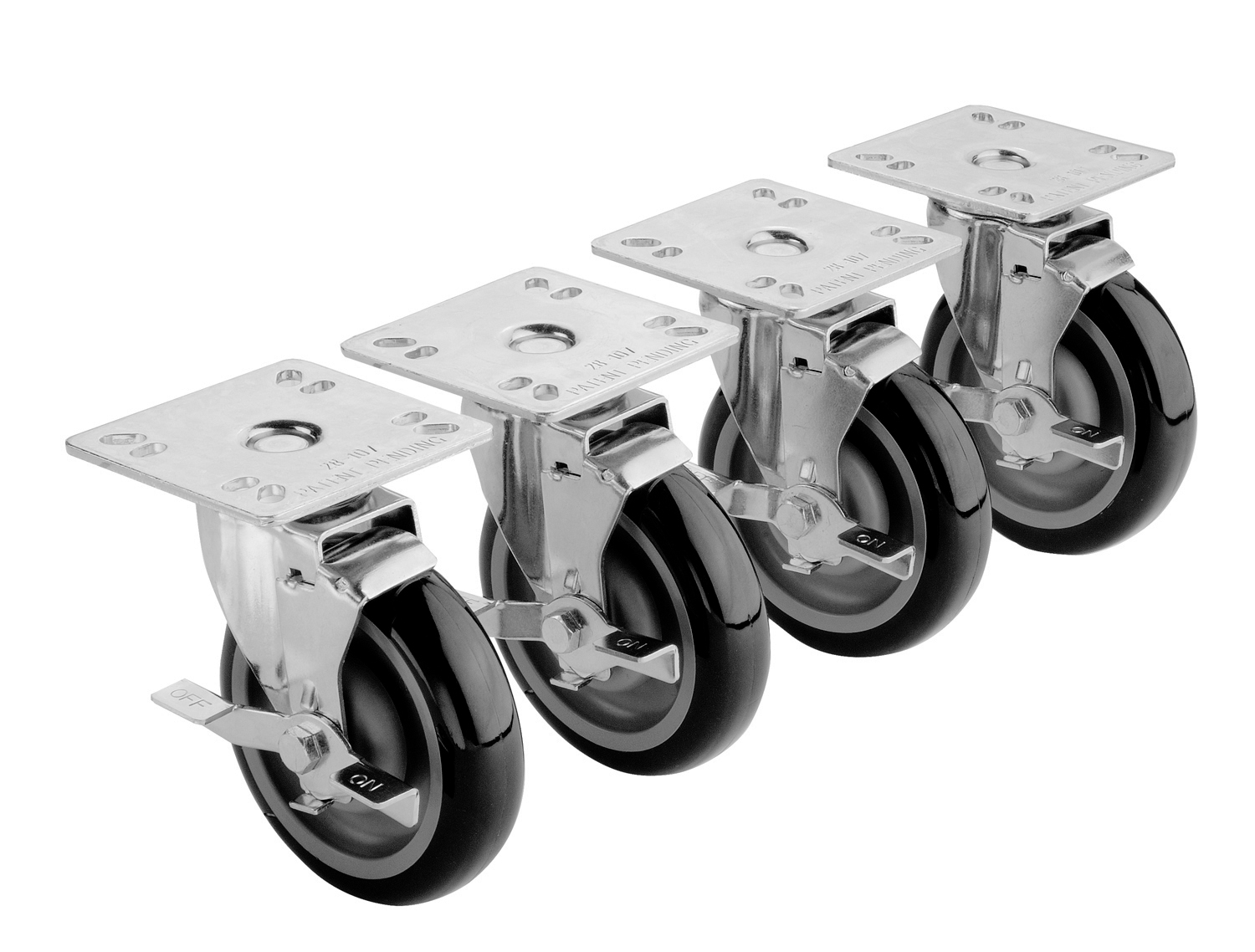 4" x 4" Plate Caster, 3" Wheel, Set of 4 Universal Plate Casters Krowne Metal Corp.