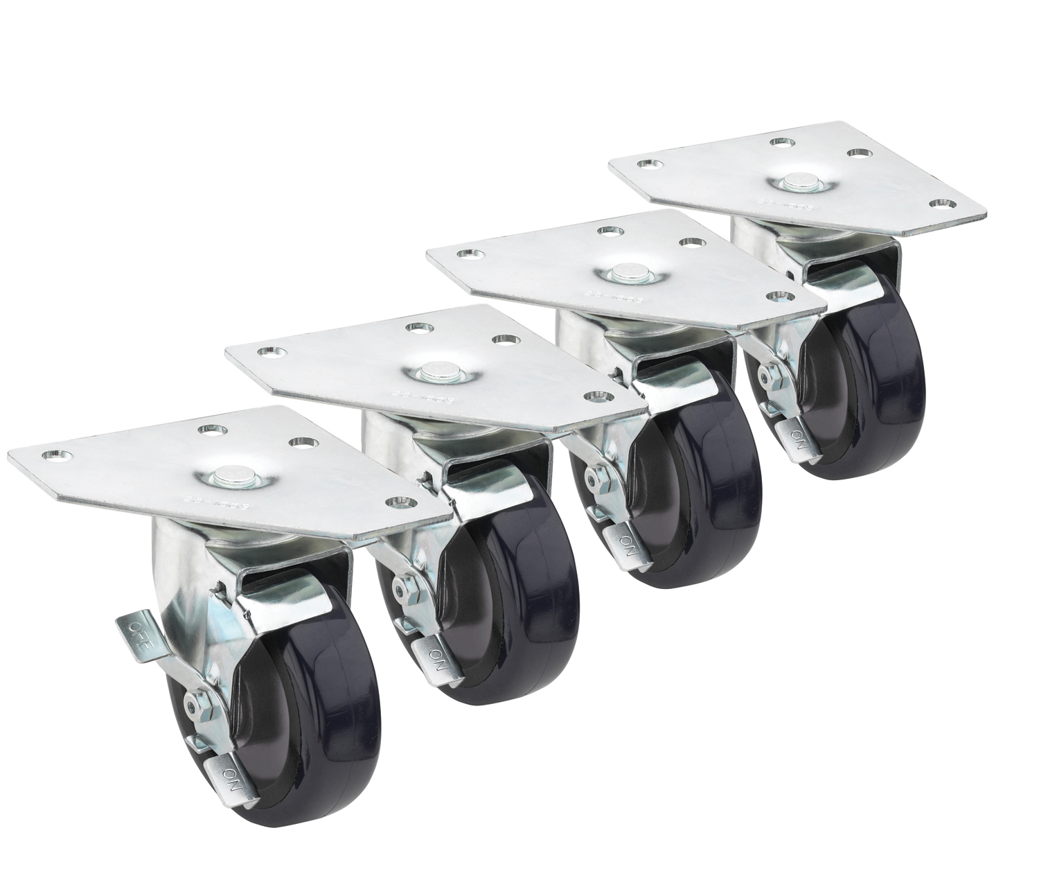 Triangle Heavy Duty Plate Caster, 5" Wheel, Set of 4 Triangle Plate