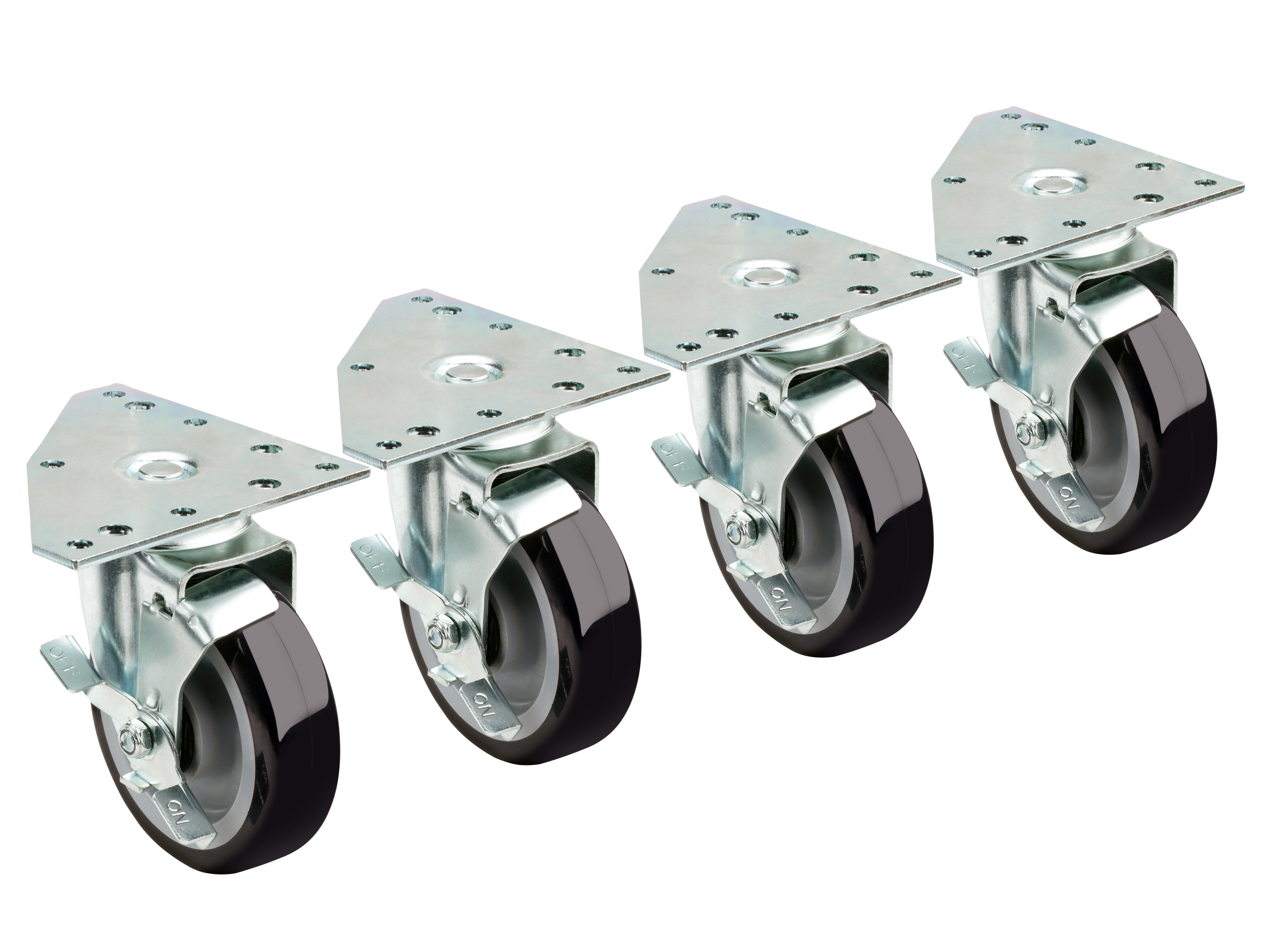 Triangle Heavy Duty Plate Caster, 5" Wheel, Set of 4 Triangle Plate