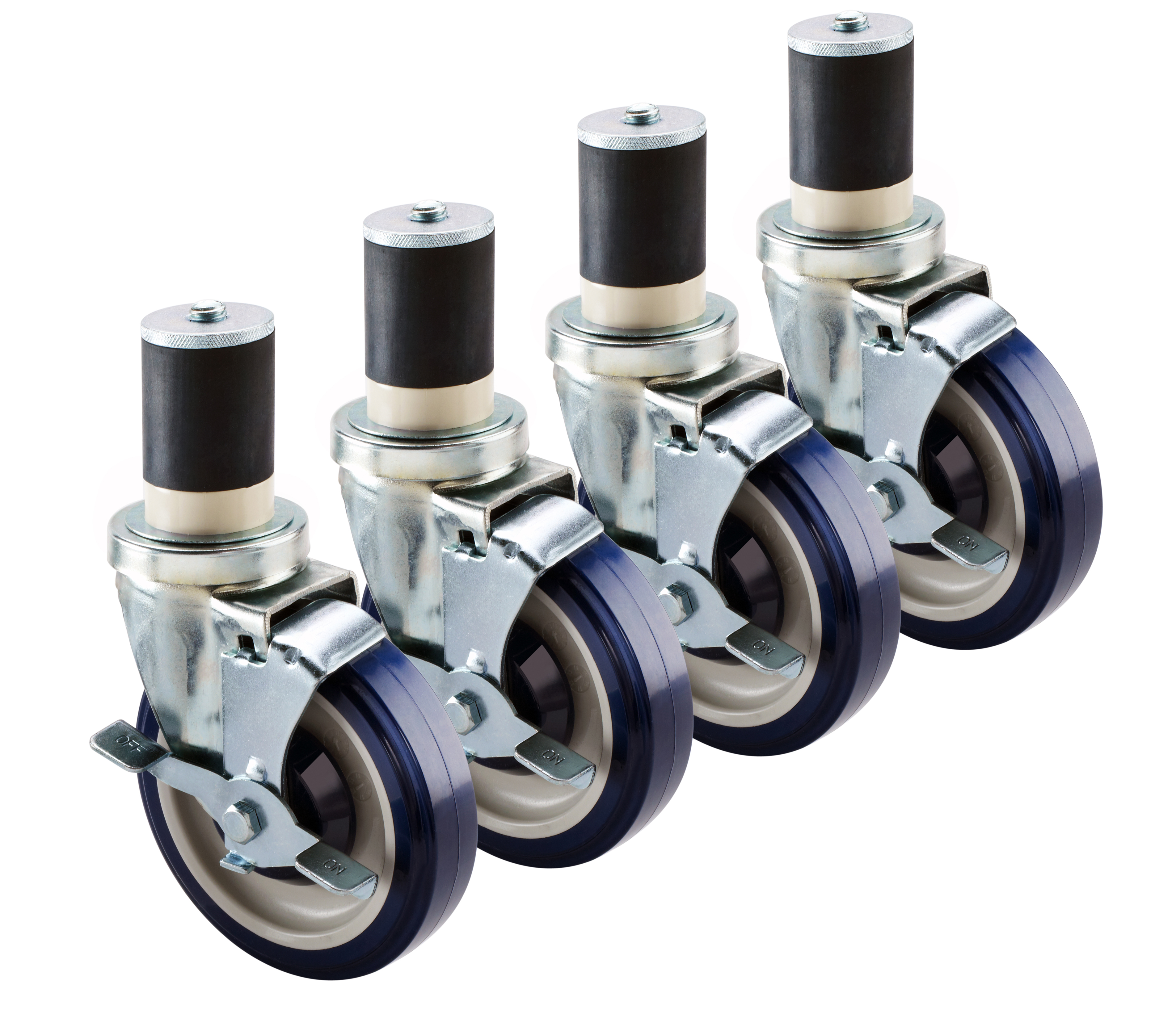 Economy Series 11/2" Stem Worktable Caster, 5" Wheel, Set of 4
