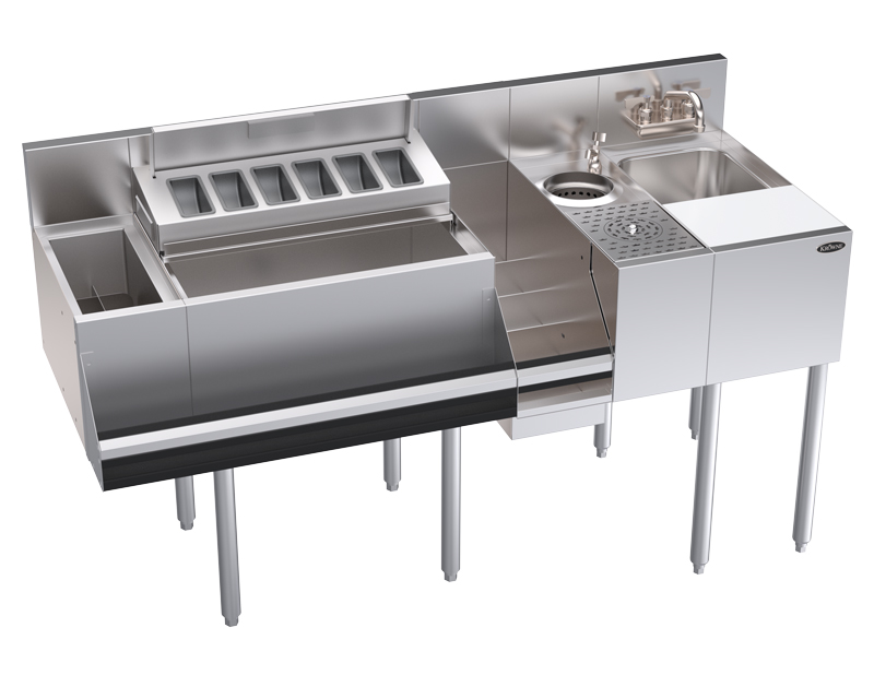 Modular Cocktail Station Insulated Ice Well & Bar Sink With Shelving
