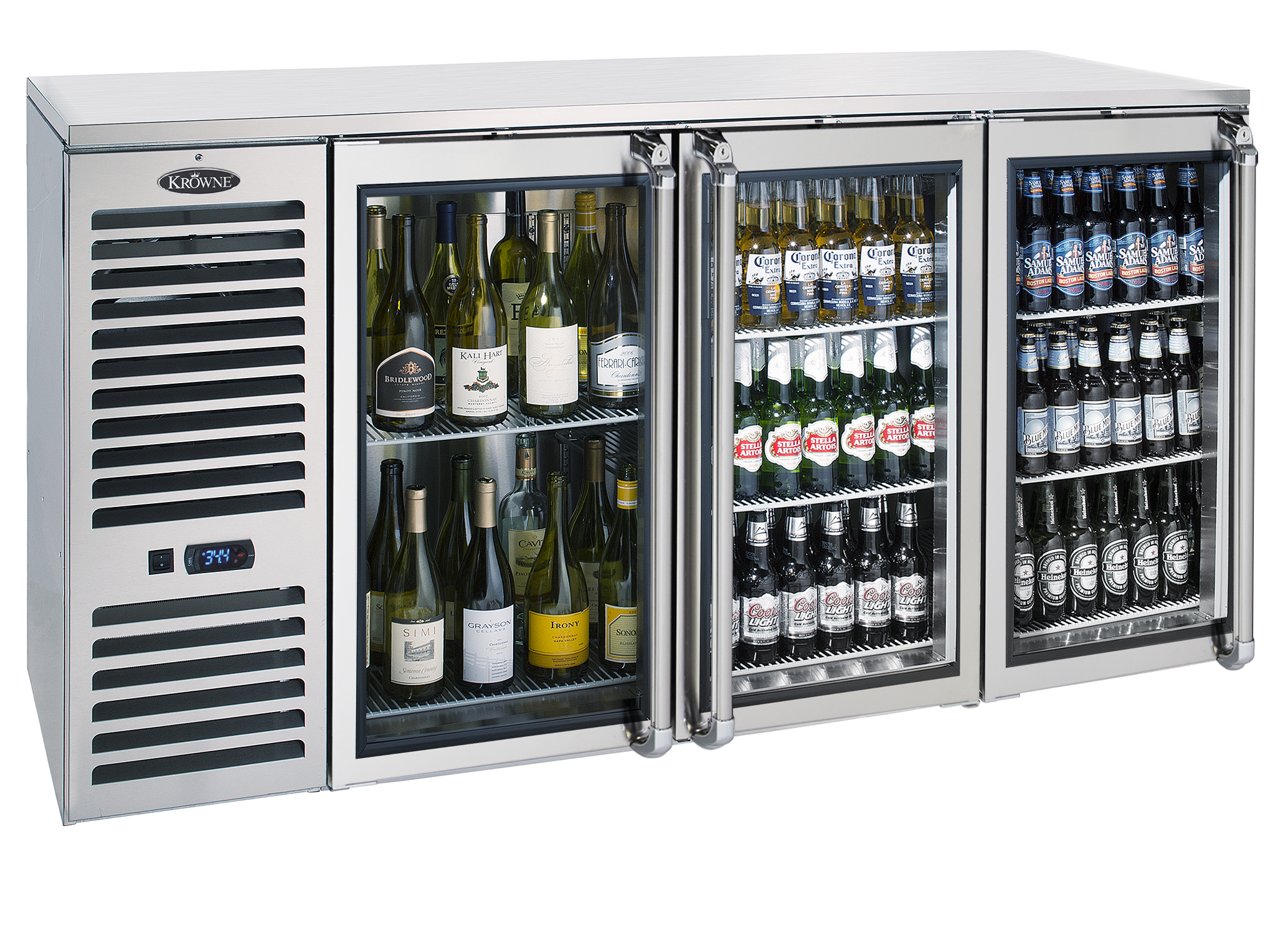 72" SelfContained Narrow Door Back Bar Refrigeration Three Door
