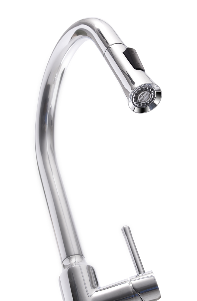 Single Handle Kitchen Faucet with Pull-Down Sprayer, Chrome Finish by Krowne