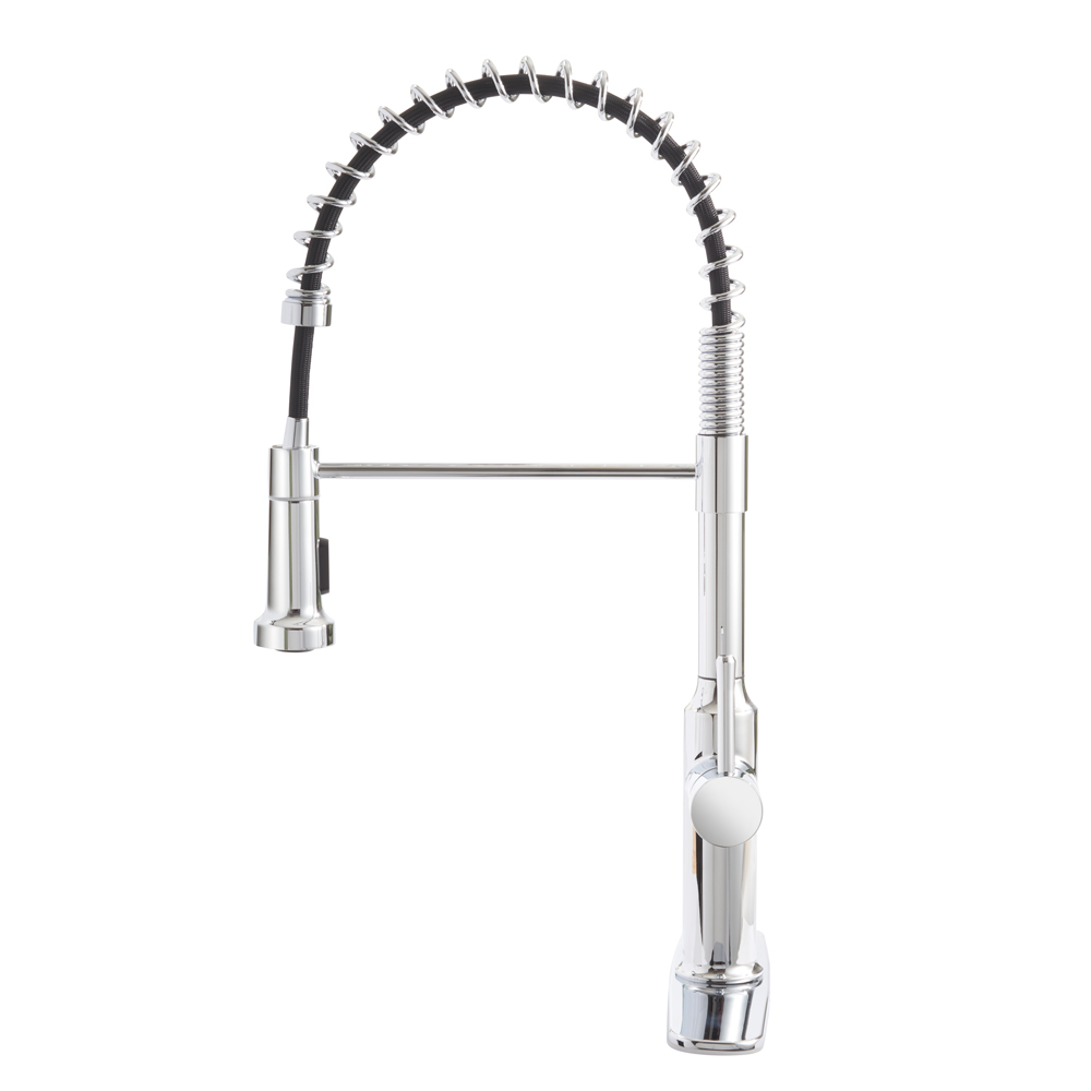 Single Handle Kitchen Faucet with Exposed Spring, Chrome Finish by Krowne