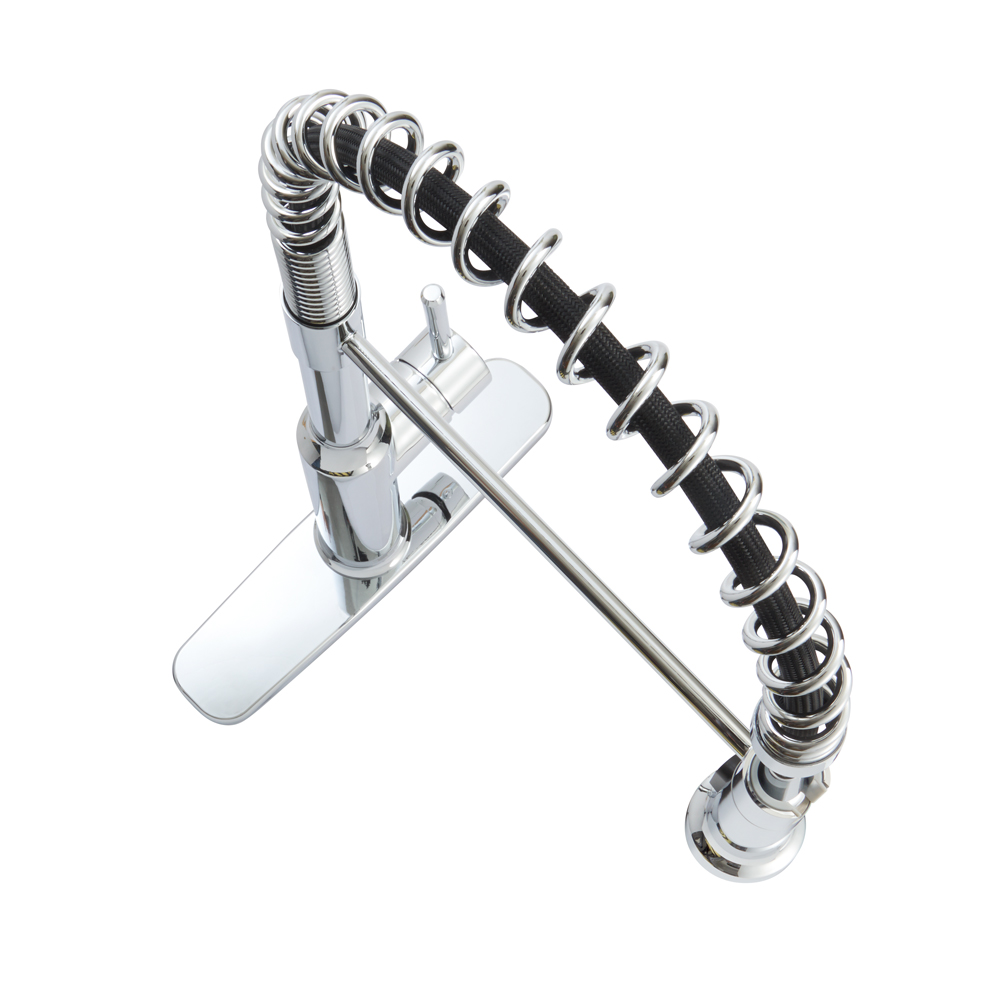 Single Handle Kitchen Faucet with Exposed Spring, Chrome Finish by Krowne