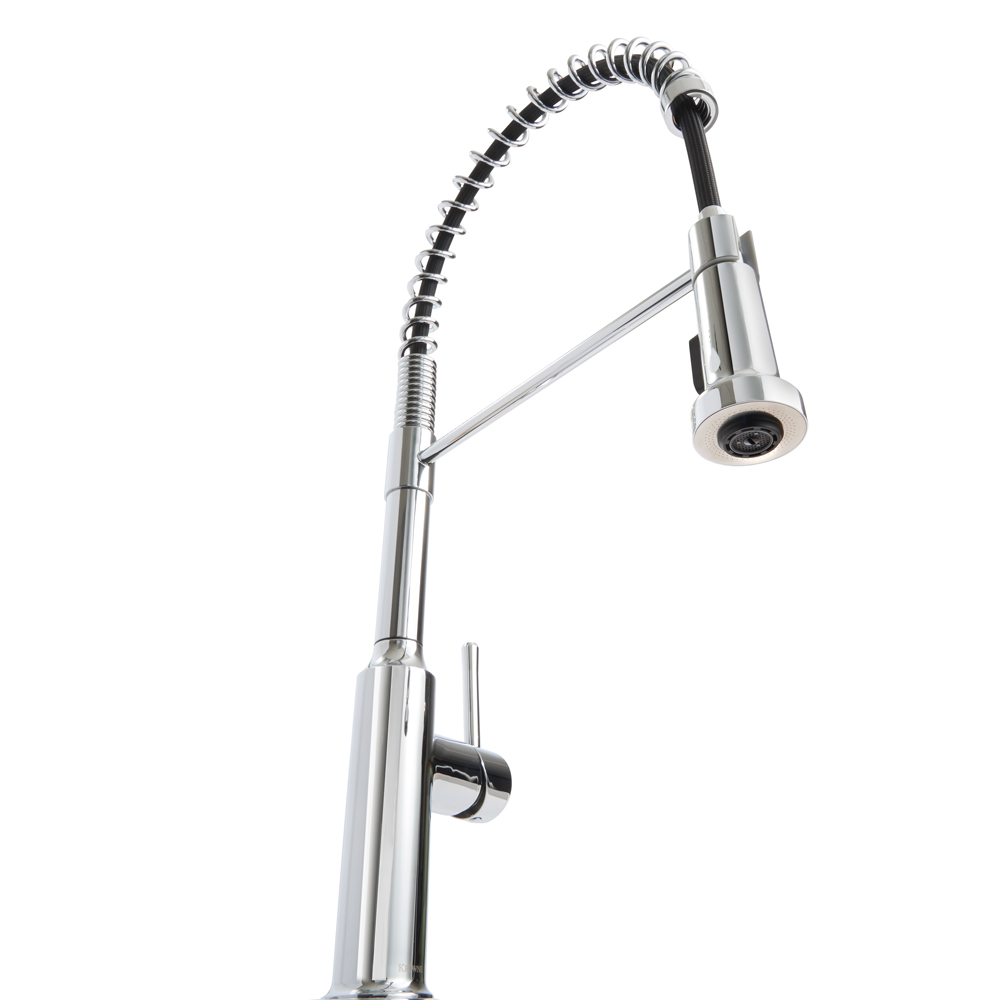 Single Handle Kitchen Faucet with Exposed Spring, Chrome Finish by Krowne