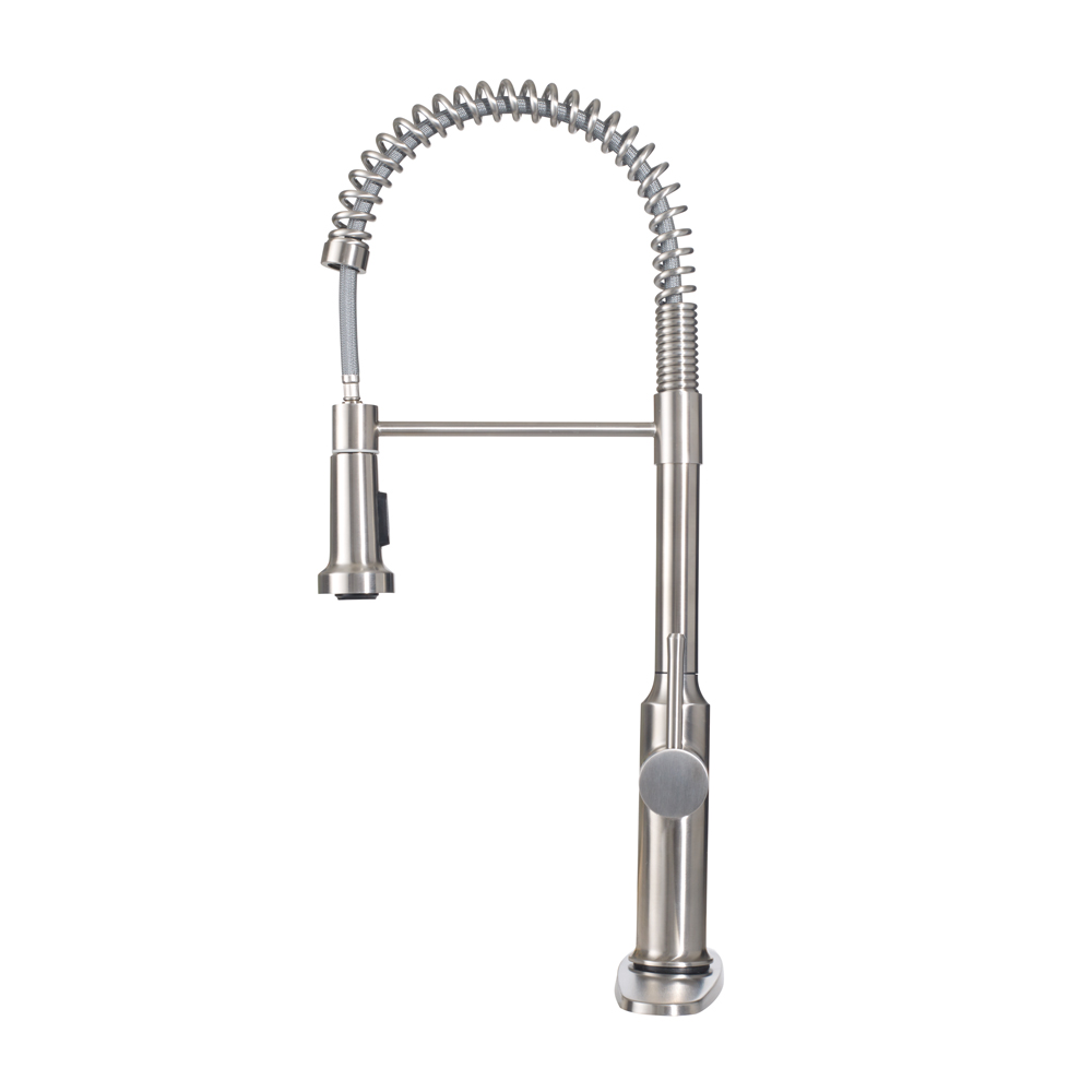 Single Handle Kitchen Faucet with Exposed Spring, Satin Finish by Krowne