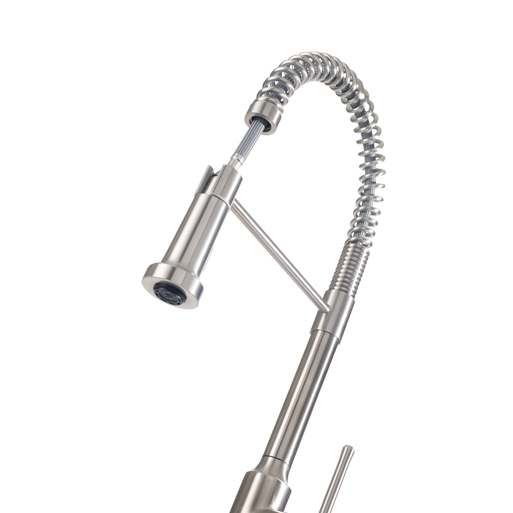 Single Handle Kitchen Faucet with Exposed Spring, Satin Finish by Krowne