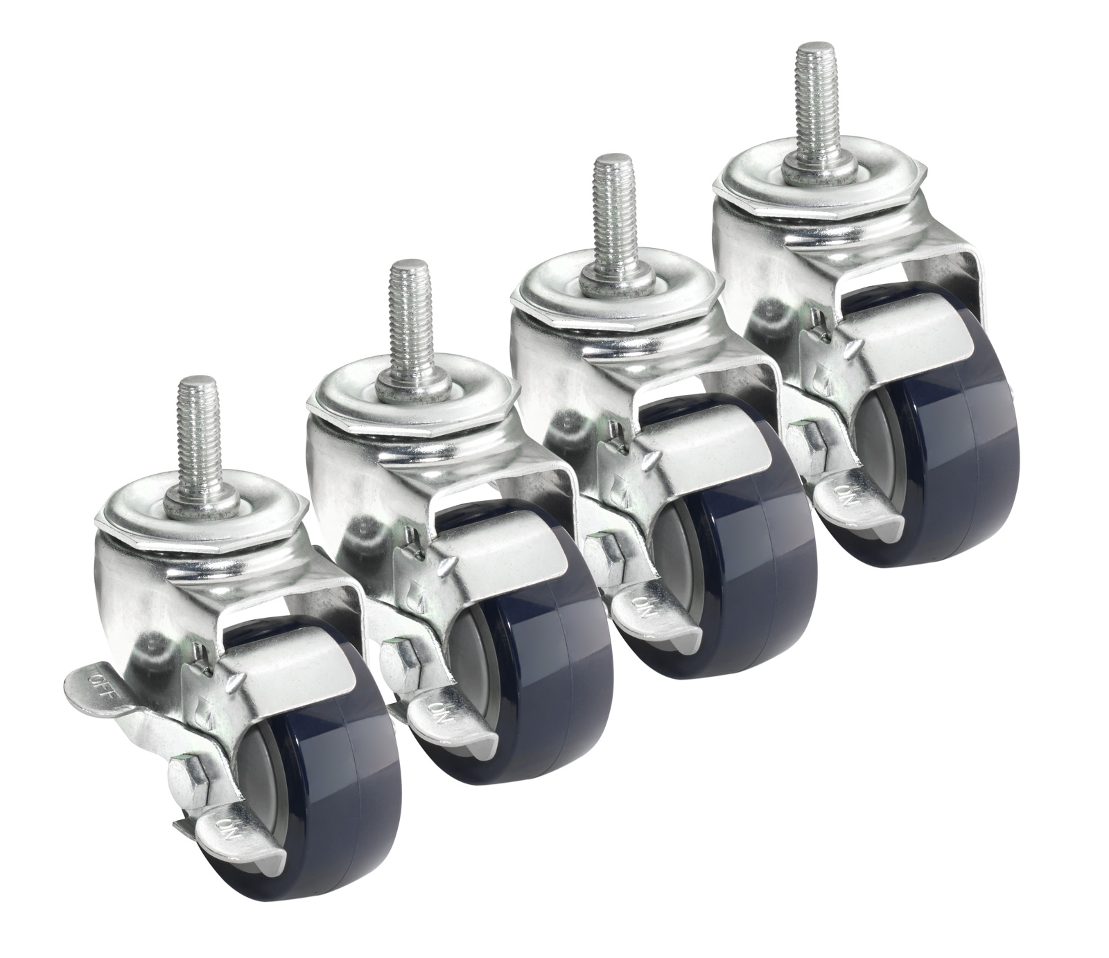 4" threaded stem caster with brakes Set of 4 