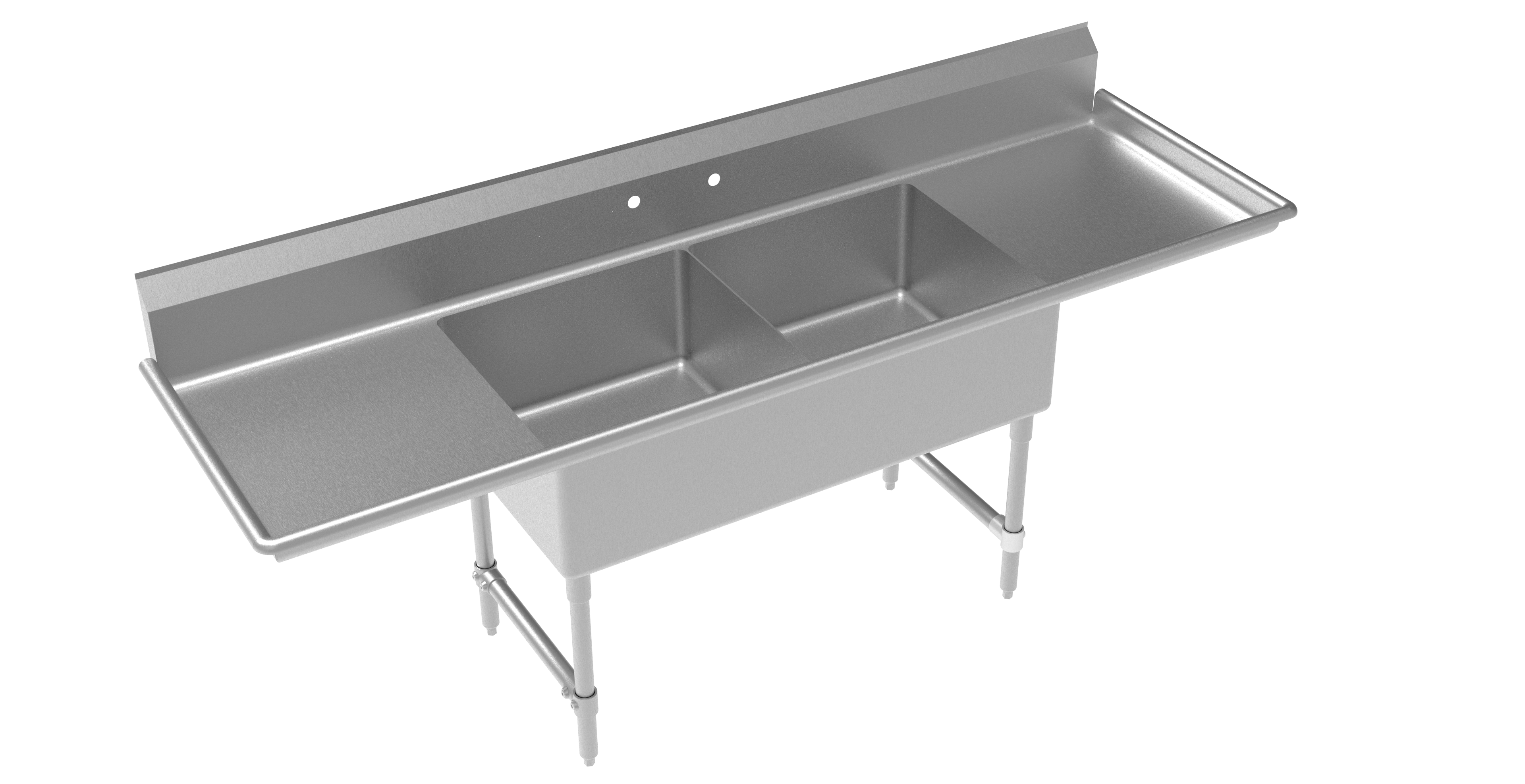 96”W x 24”D Two Compartment Commercial Sink, 24” x 24” Bowl by Krowne