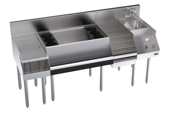 Cocktail Bar Station Stainless Steel Bar Furniture Sink Insulated Ice Well 